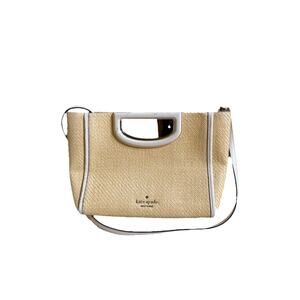 Kate Spade New York Alexia Straw Crossbody Clutch Purse Adjustable Cottage Prep
